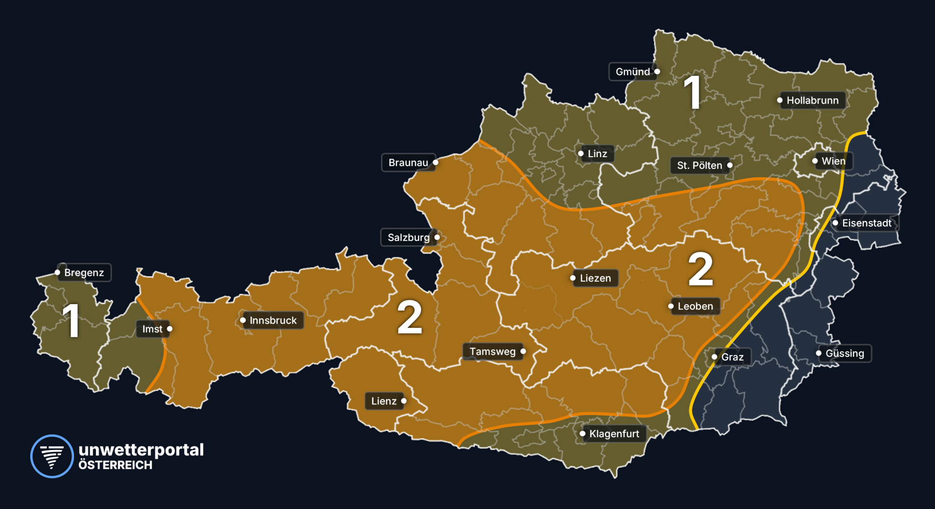 Unwettergefahr Österreich | www.unwetterportal.com