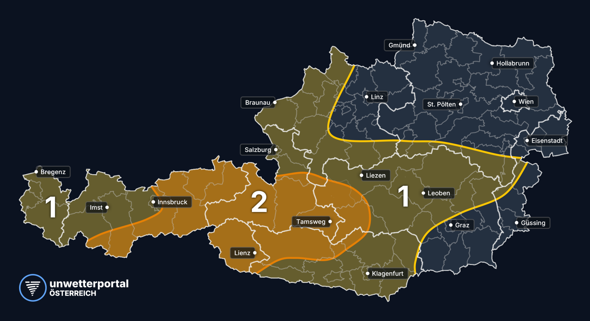 Unwettergefahr Österreich | www.unwetterportal.com