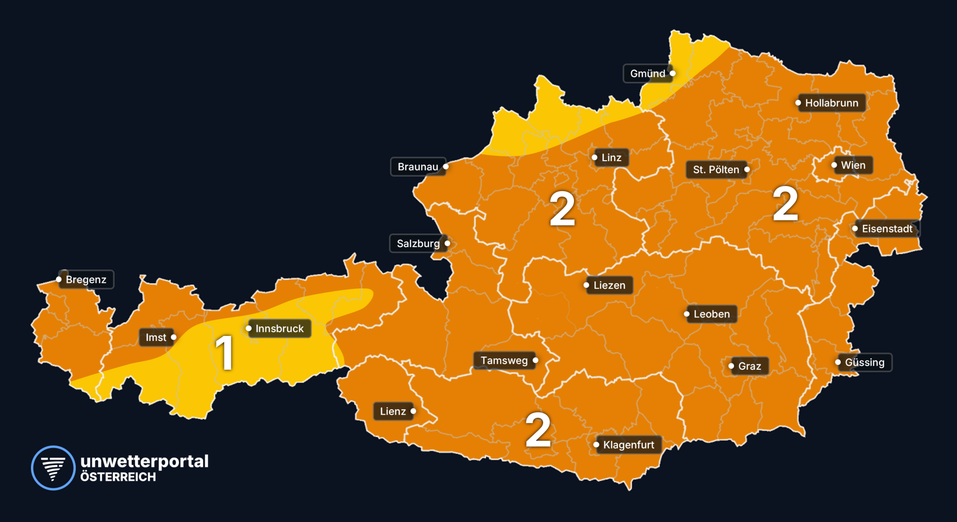 Unwettergefahr Österreich | www.unwetterportal.com