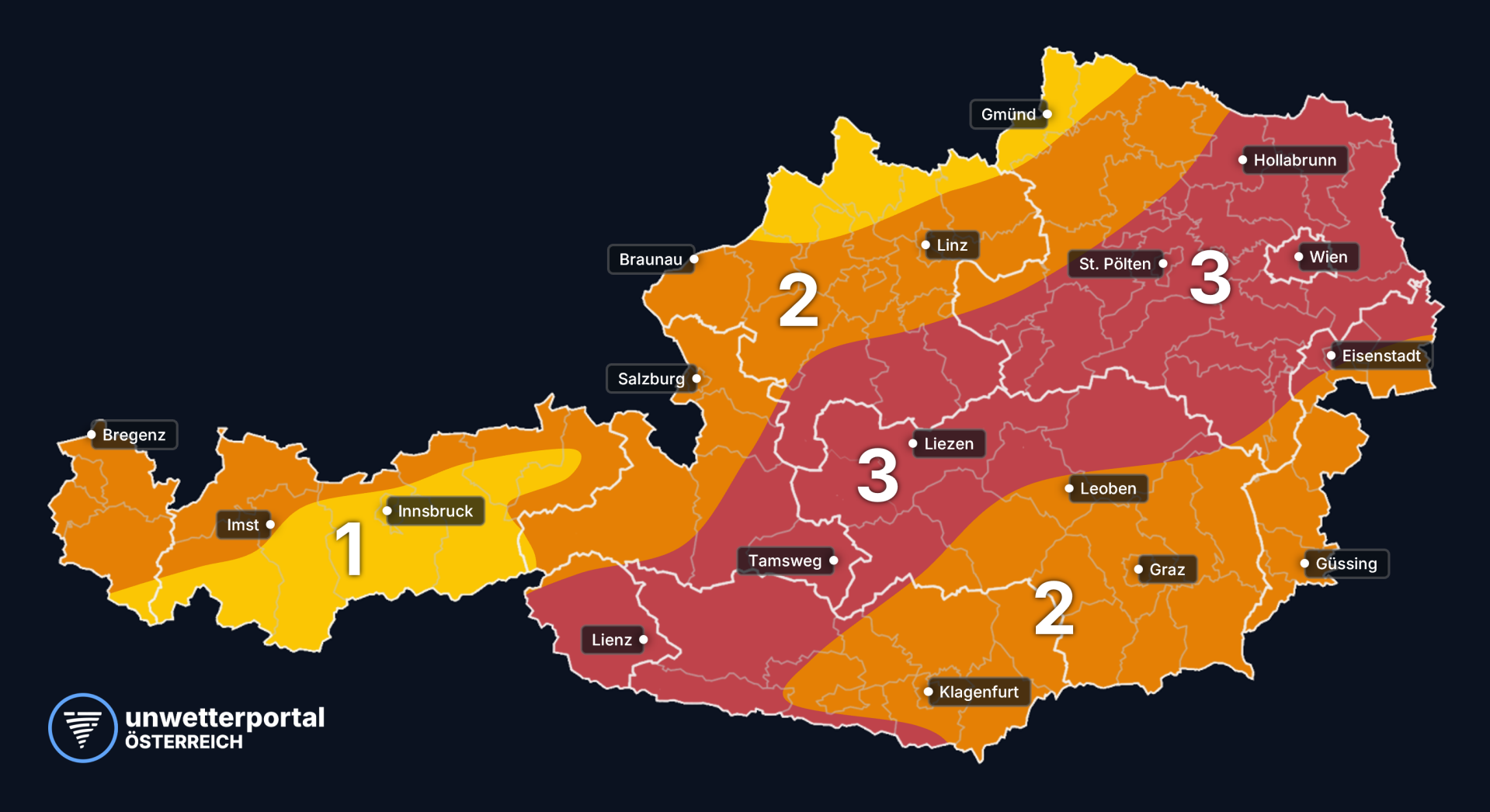 Unwettergefahr Österreich | www.unwetterportal.com