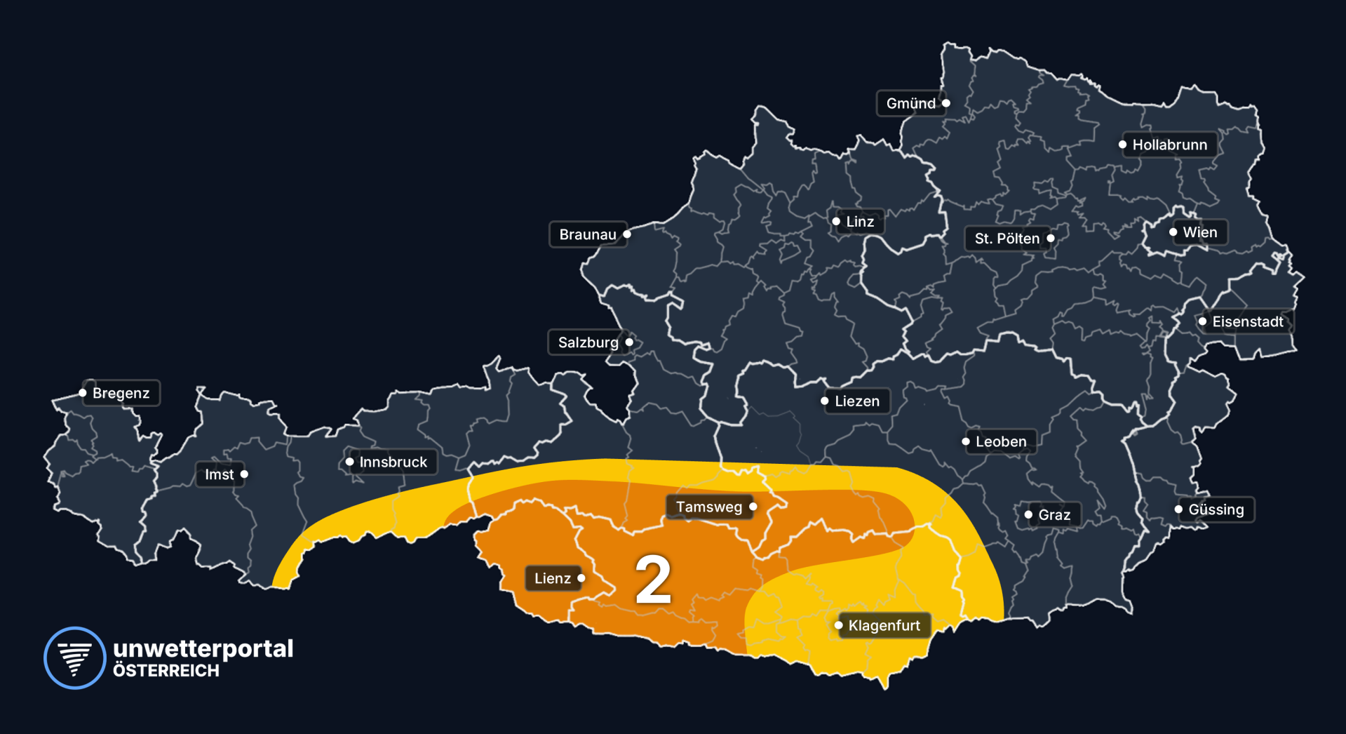 Unwettergefahr Österreich | www.unwetterportal.com