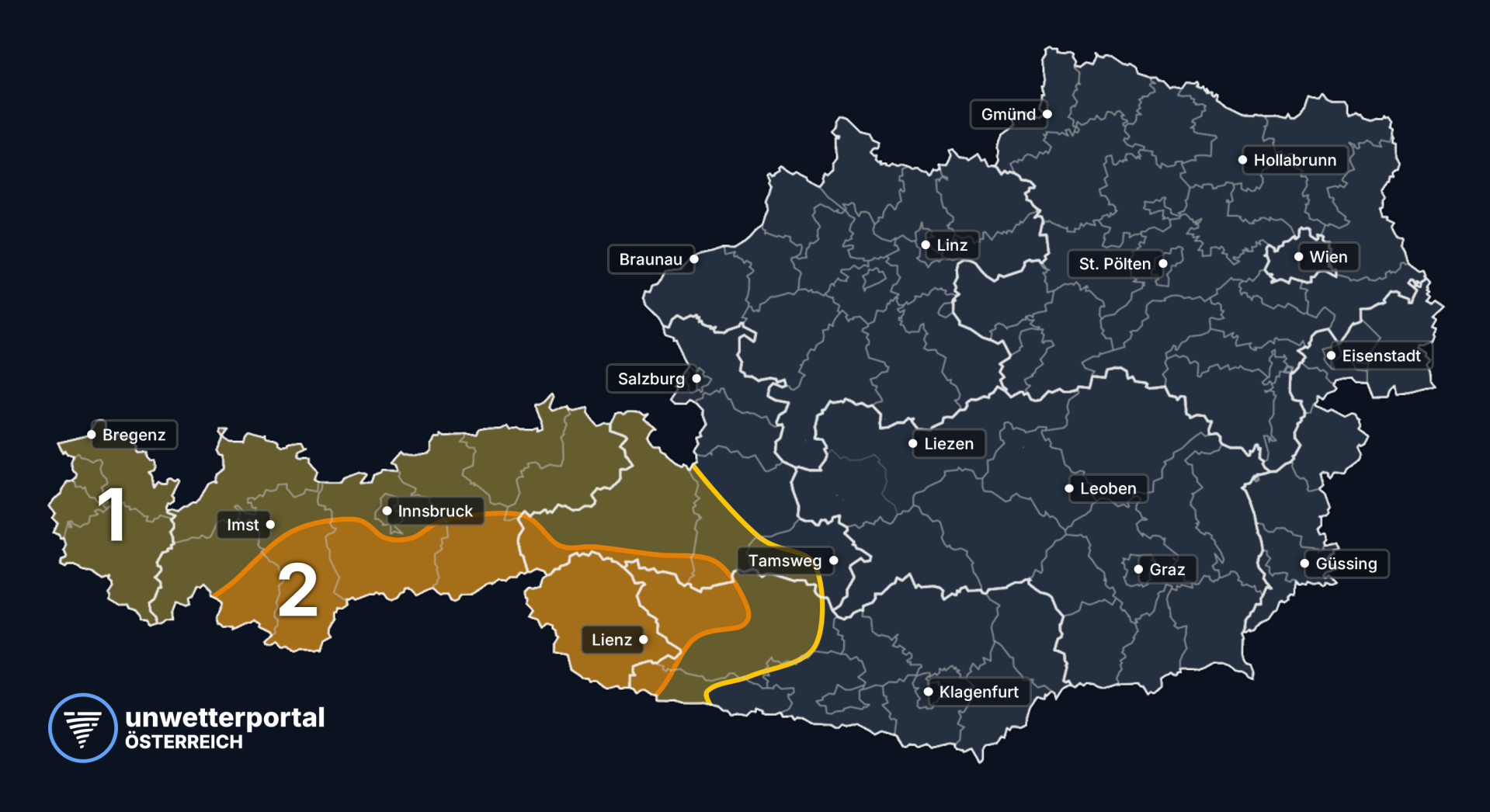 Unwettergefahr Österreich | www.unwetterportal.com