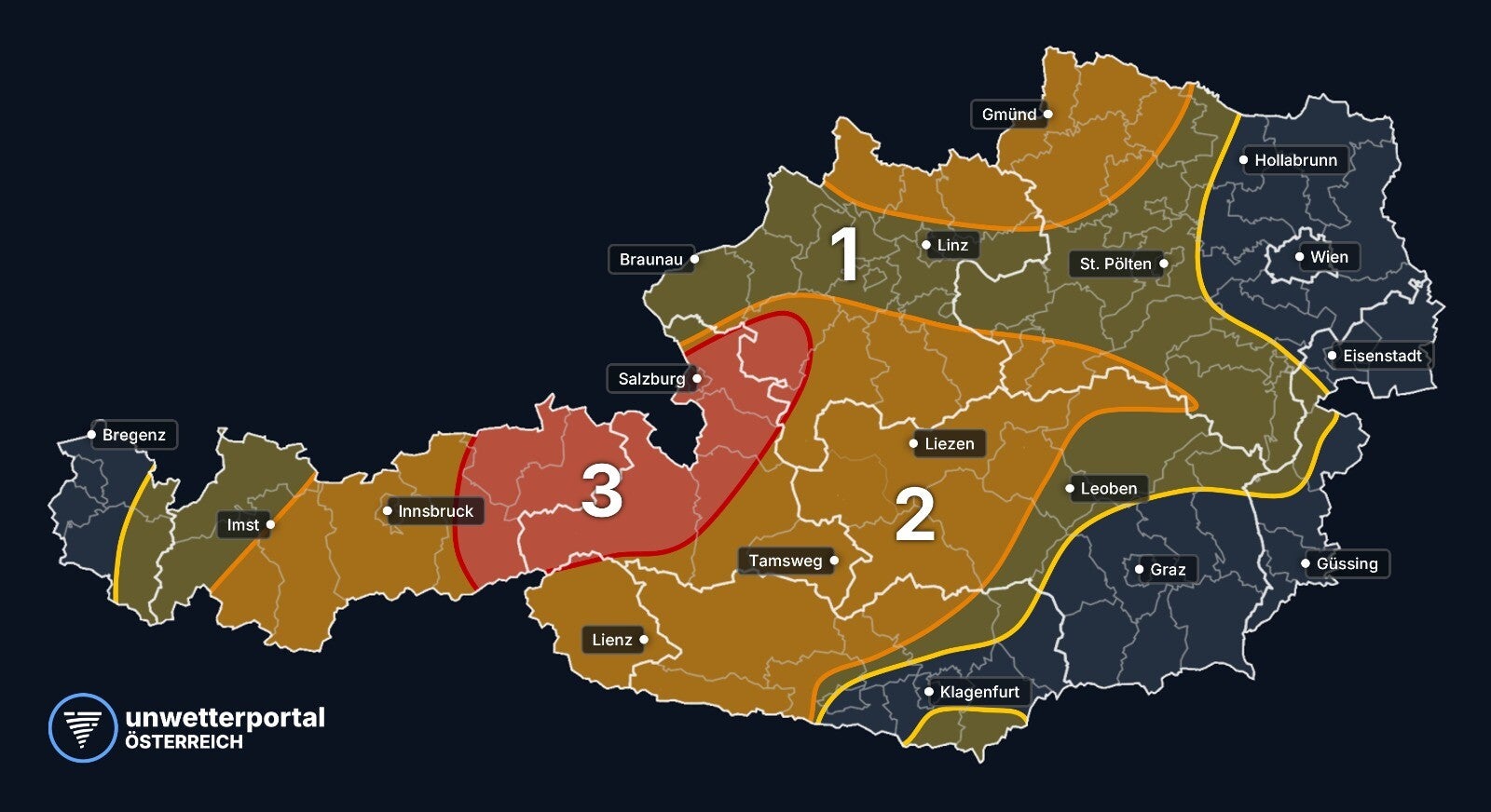 Unwettergefahr Österreich | www.unwetterportal.com