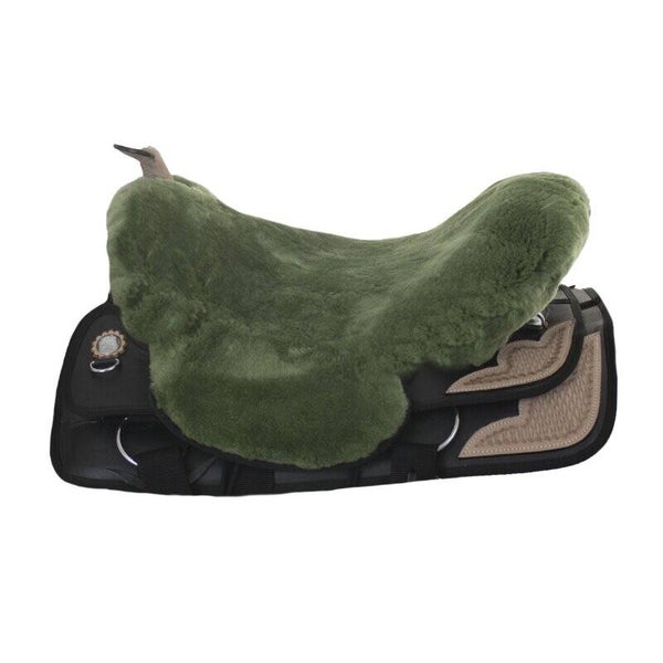 Engel Reitsport Lammfell Sattelsitzbezug Western mit Horn (Sabez3) grün
