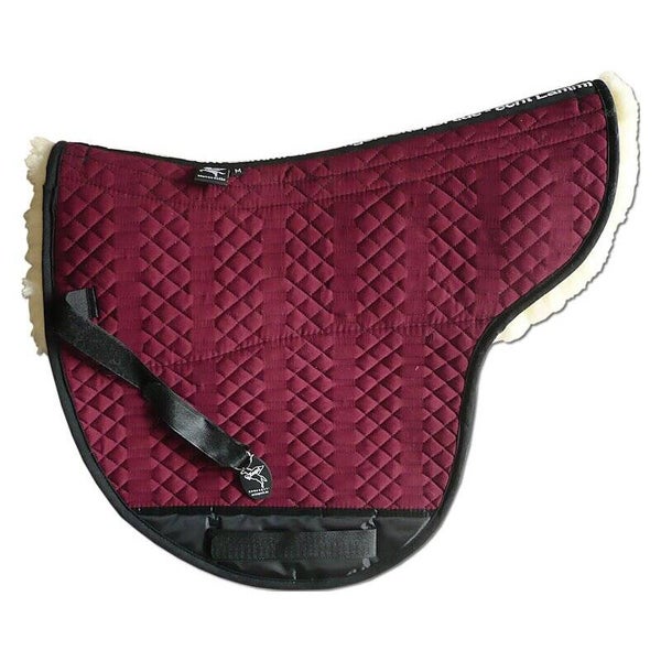 Engel Reitsport Satteldecke SADEK-BLAP Lammfell & Baumwollsteppstoff, Fell in Sattellage, Korrektur Aufpolstertaschen innen, für baumlose Sättel, Bordeaux/Med
