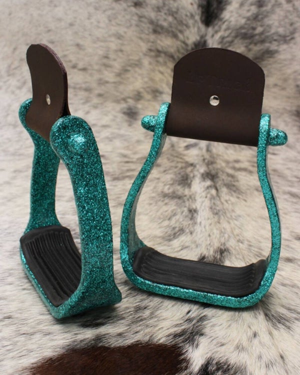 Westernsteigbügel Glitzer  türkis