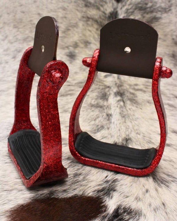 Westernsteigbügel Glitzer  rot