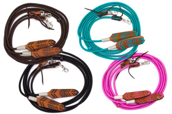 Western Nylonzügel geflochten mit Lederklatsche und austauschbaren Snaps, rose