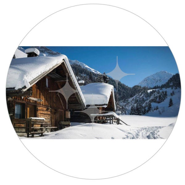 FotoDecorDoek 497 8x4 2x Blokhut Sneeuw