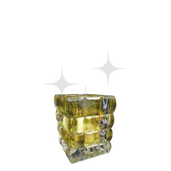 Waxinelichthouder geel 8x8x11 cm