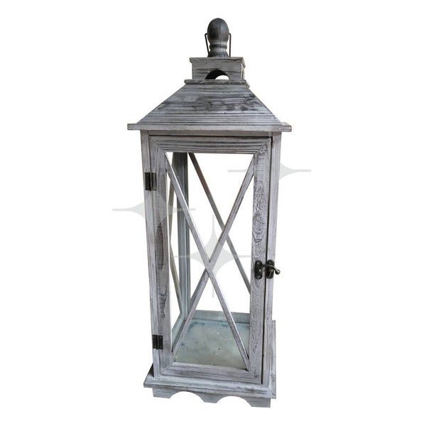 Windlicht hout vierkant groot