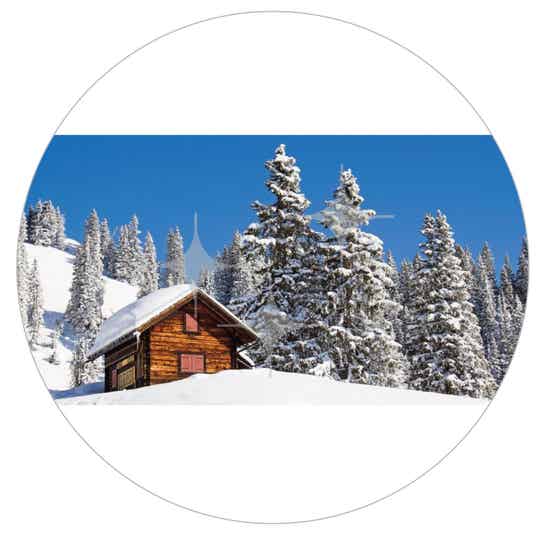 FotoDecorDoek 402 8x4 Blokhutje Sneeuw