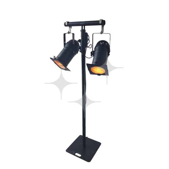 Staander met 2x Par 56 long Zwart