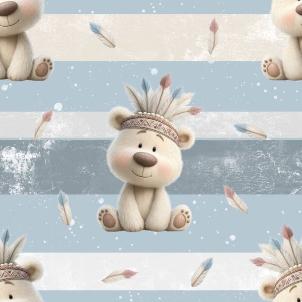 Meterware-Kinderstoff Indianerteddy