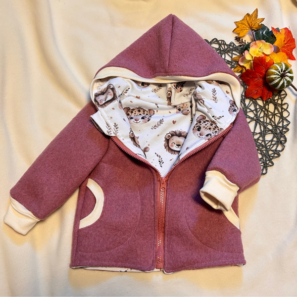 Wollwalkjacke mit Safarietierchen