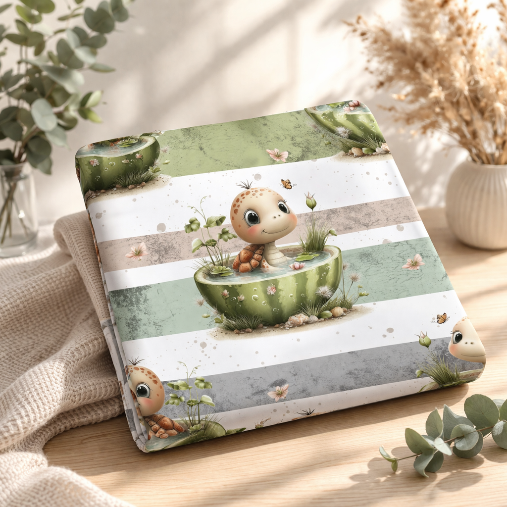 Meterware Kinderstoff Schildkröte Melone