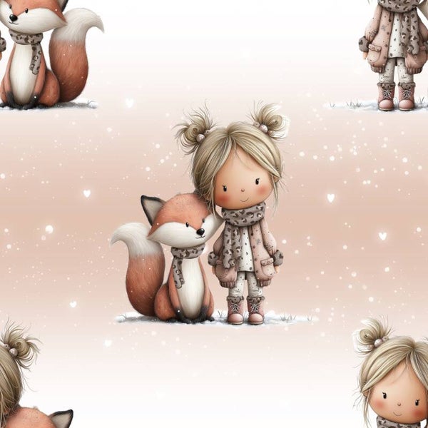 Meterware- Kinderstoff Herbstmädchen