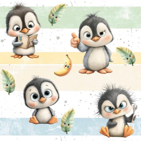 Meterware Kinderstoff Pinguin