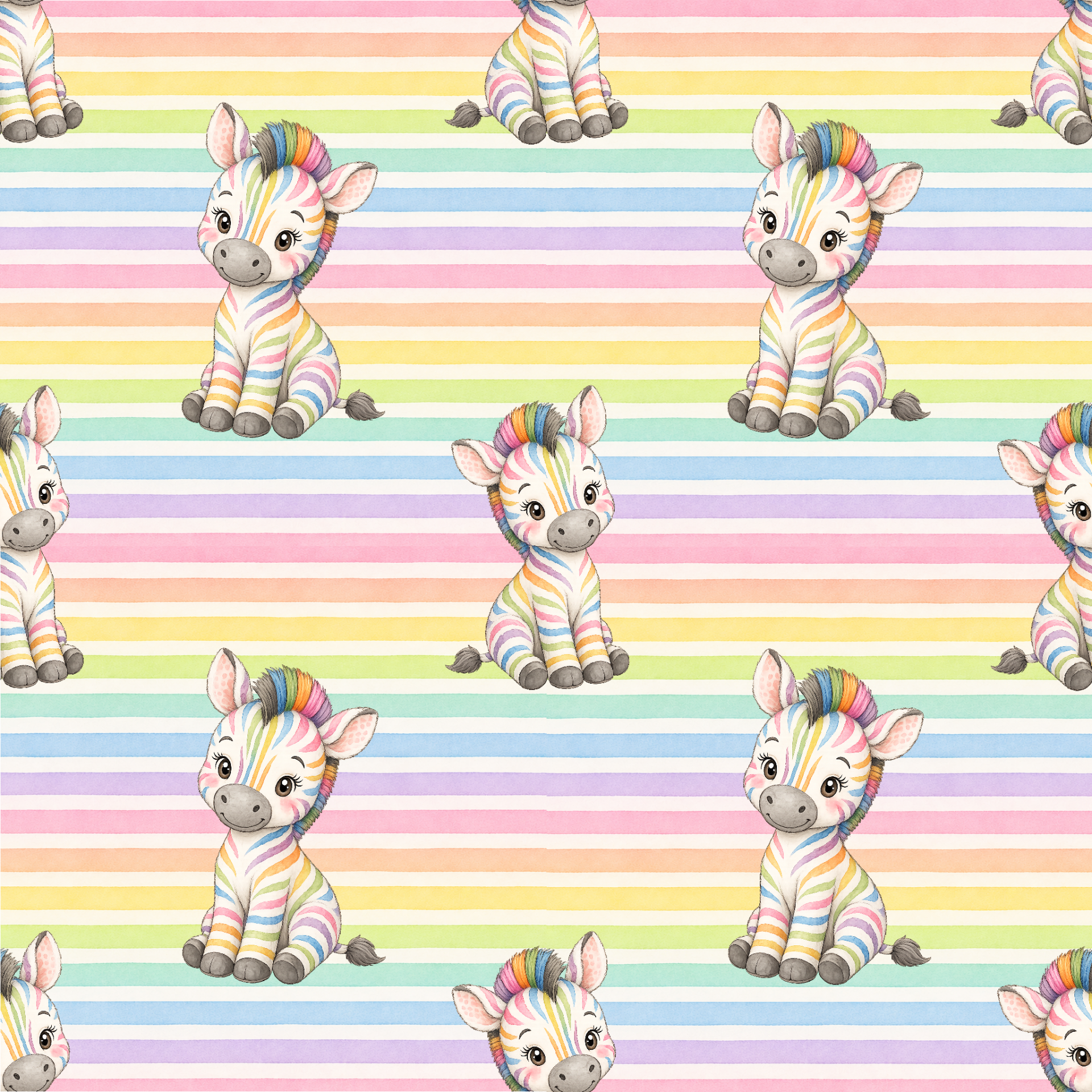 Meterware Kinderstoff-  buntes Zebra
