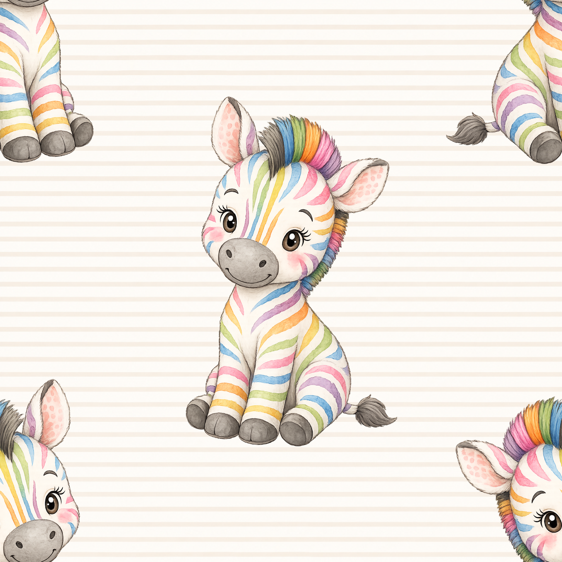 Meterware Kinderstoff-  buntes Zebra