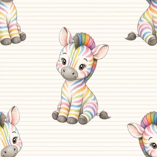 Meterware Kinderstoff-  buntes Zebra