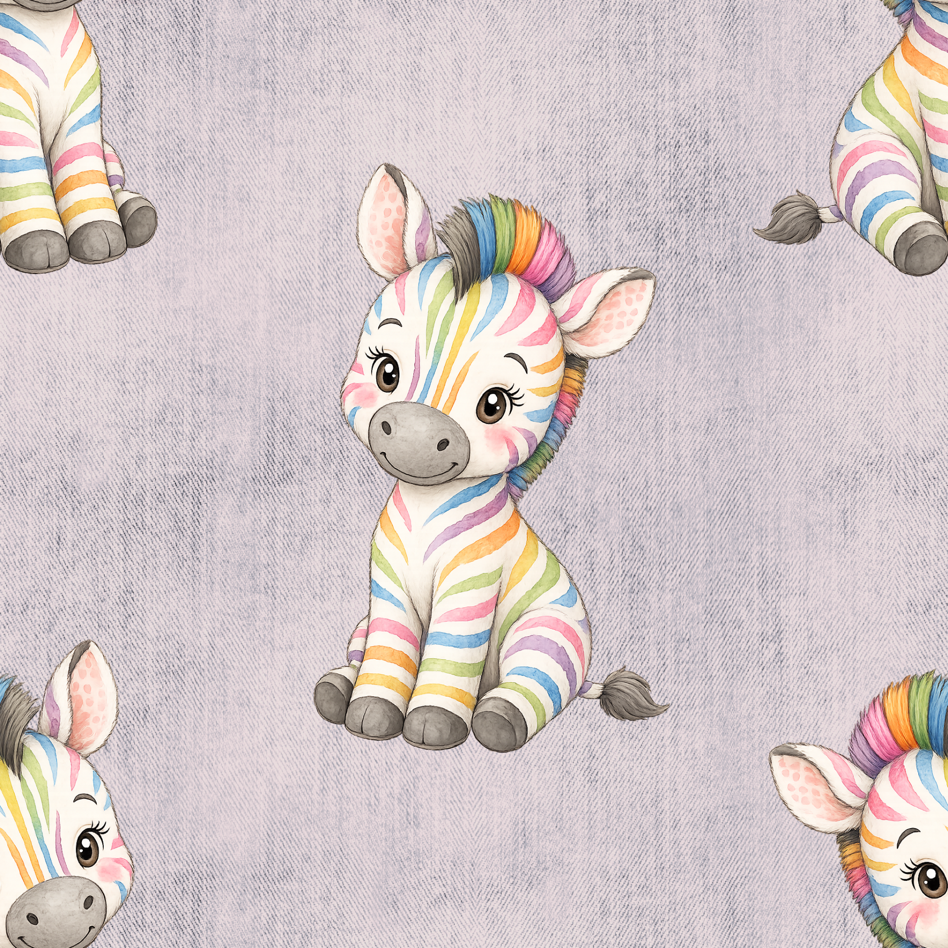 Meterware Kinderstoff-  buntes Zebra
