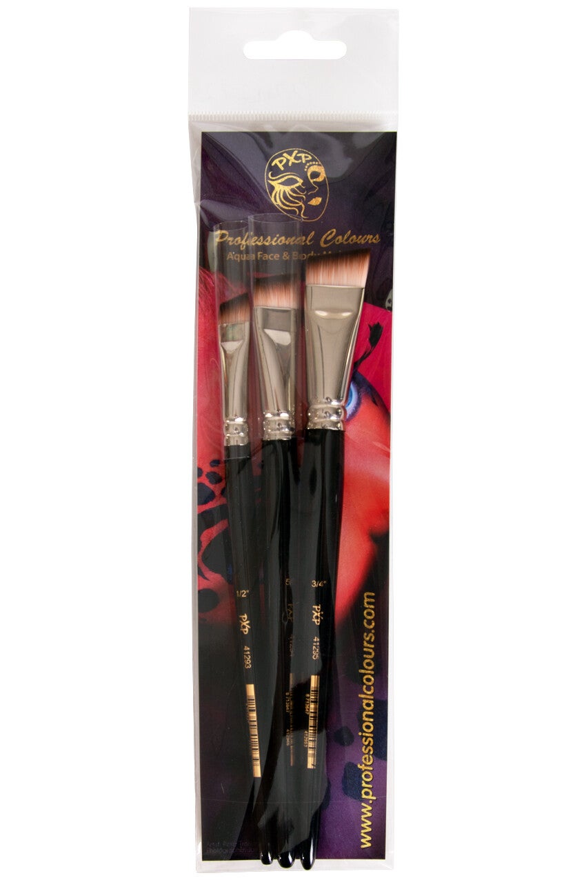 PXP Penselen set kortharig schuin 1/2" , 5/8" , 3/4"