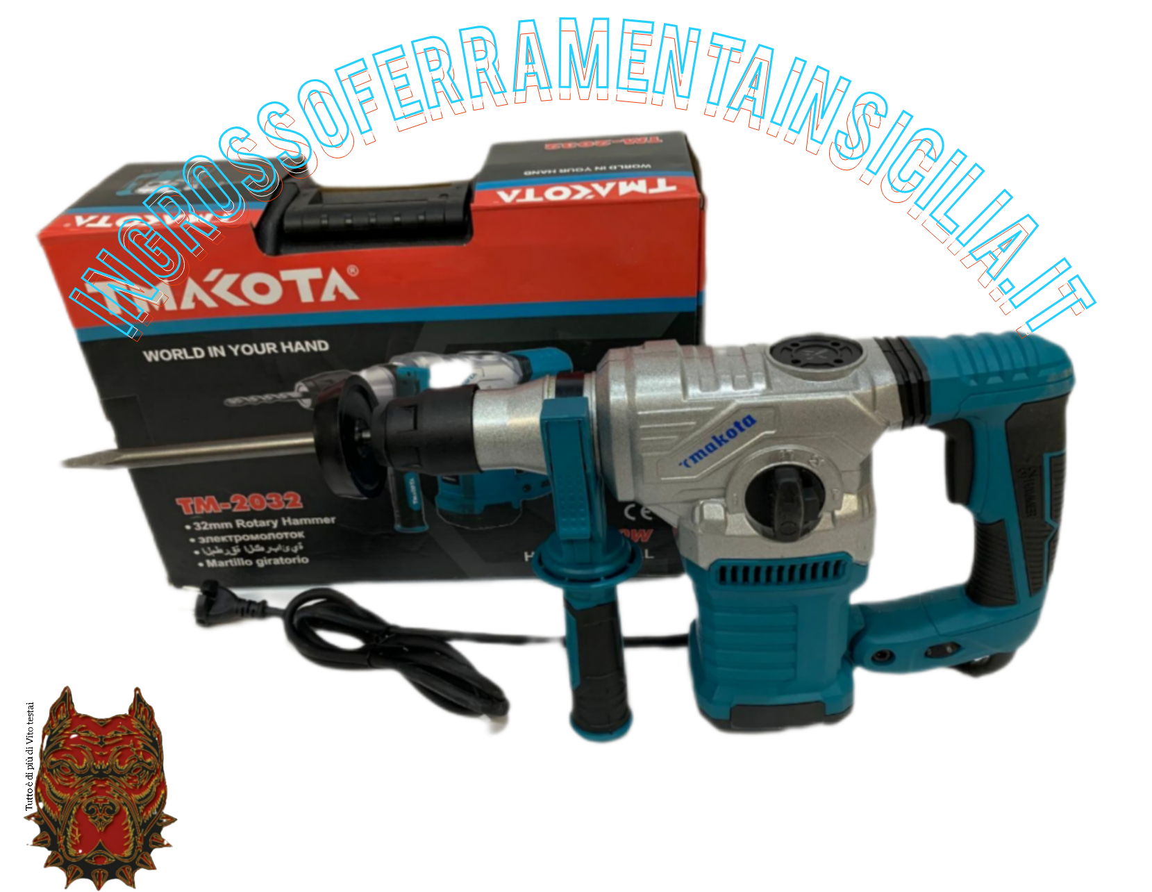 MAKOTA-TRAPANO SCALPELLATORE MARTELLO DEMOLITORE 2000W 32MM TASSELLATORE