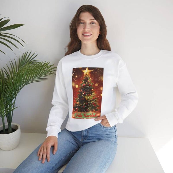 Holiday Cheer Unisex Sweatshirt  Feliz Navidad Christmas tree Design