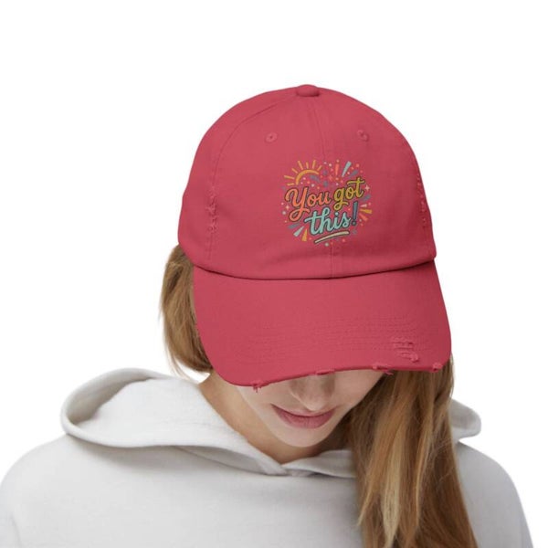 You got this! Motivational, Teacher appreciation, Boss, Team-Unisex Distressed Cap