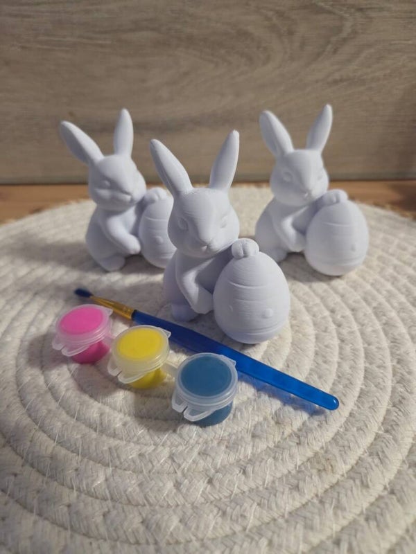 Kit Creativo Pasqua - 3 Coniglietti da Dipingere Fai-da-Te