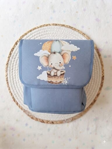 Zaino o Porta Merenda Personalizzato – Elefantino 🐘💙