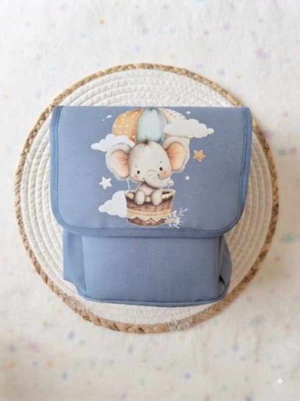 Zaino o Porta Merenda Personalizzato – Elefantino 🐘💙