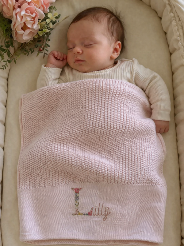 Personalised Floral Letter Cellular Blanket