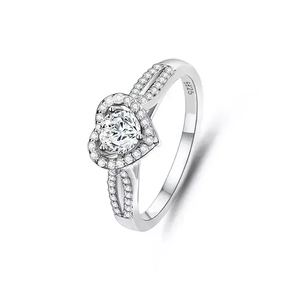 Anello in Moissanite da 1 carato con argento sterling 925 "Cuore"