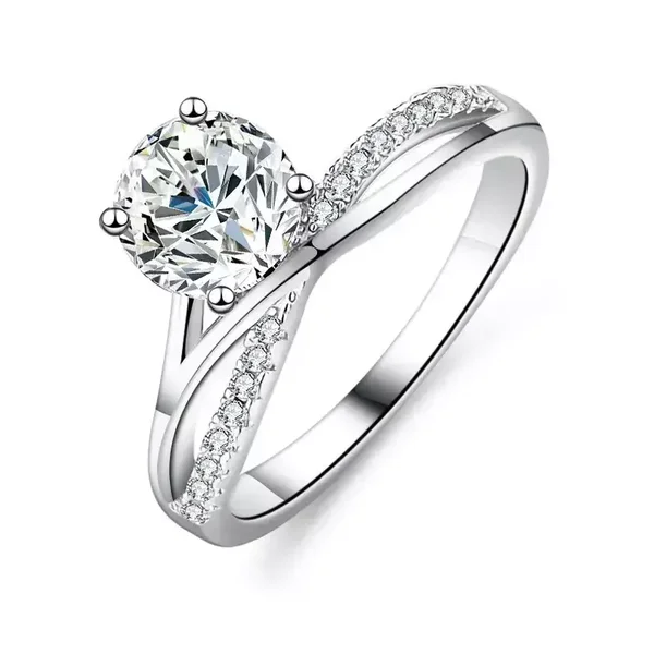 Anello in Moissanite 1 carato con argento sterling 925 "Crown Heart"