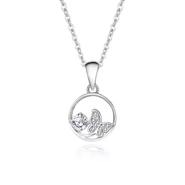 Collana con ciondolo "Farfalla" in Moissanite da 1 carato e argento sterling 925