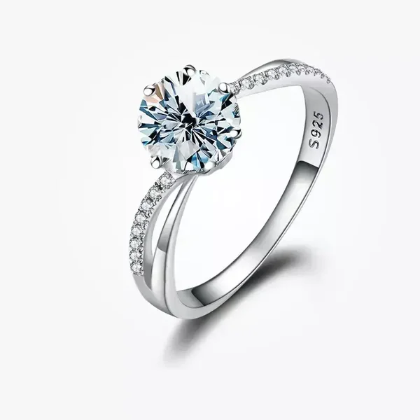 Anello con Moissanite da 1 carato in argento sterling 925