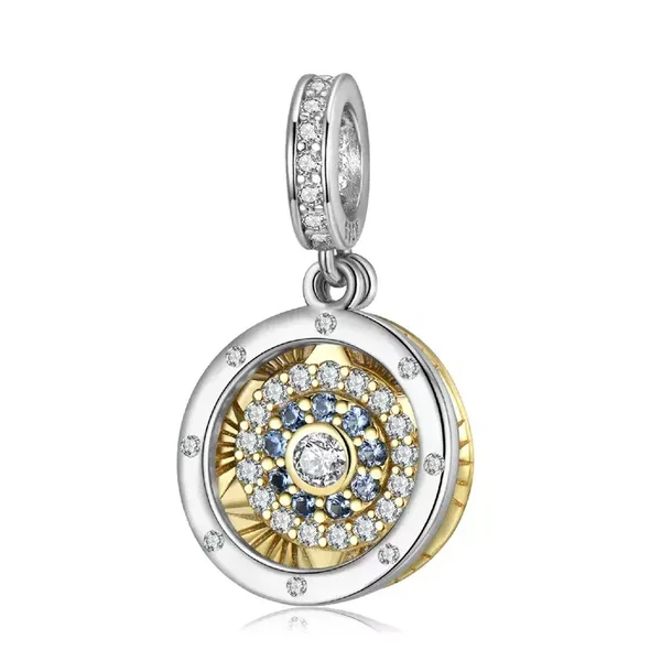 Charm in zircone con argento sterling 925 "Occhio del diavolo"