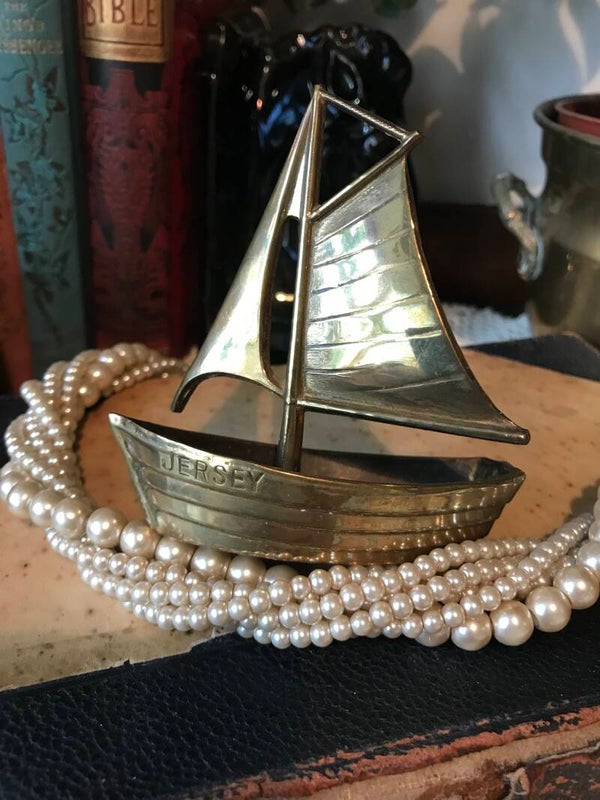Vintage Solid Brass Sailing Boat Jersey Souvenir