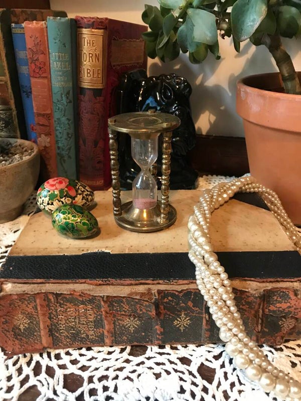 Vintage Brass Egg Timer, Hourglass Timer