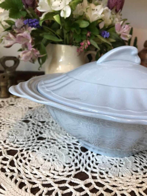 Vintage Blue Lidded Tureen, J & G Meakin