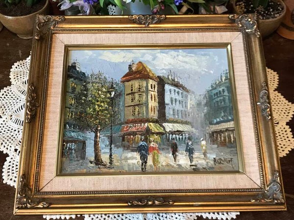 Parisian Street Scene Original Signed Oil Painting Caroline Burnett 1877-1950