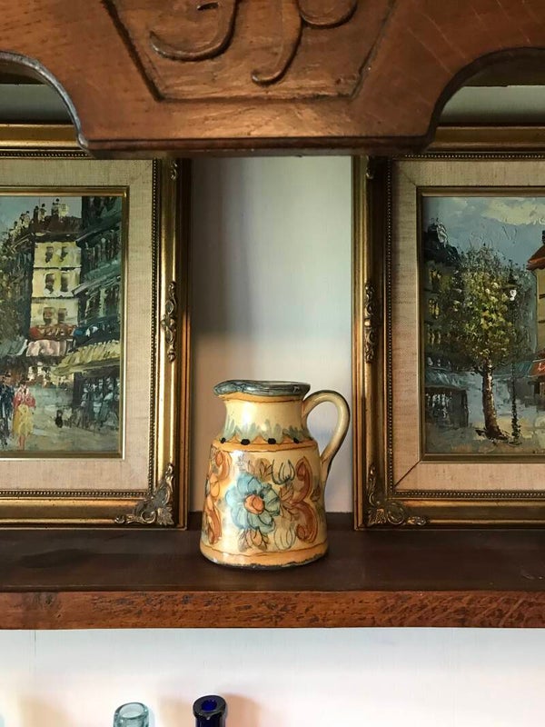 Pretty Vintage Handmade Pottery Floral Jug