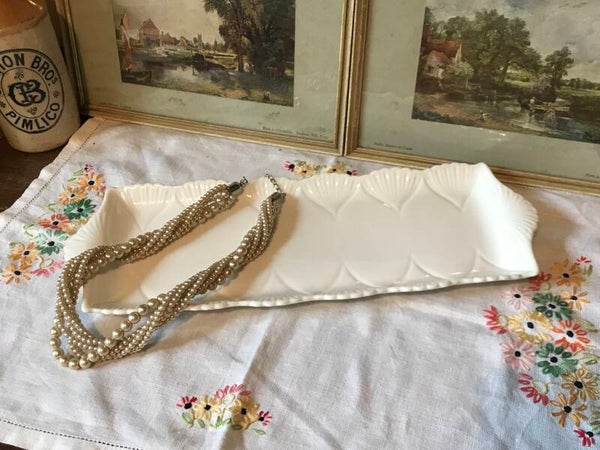 Bone China White Serving Plate, Shelley Scalloped Edge Trinket Dish