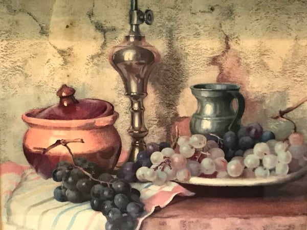 Robert Chailloux French Grape Painting, Signed and Framed Print