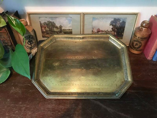 Beautiful Brass Vintage Serving Tray