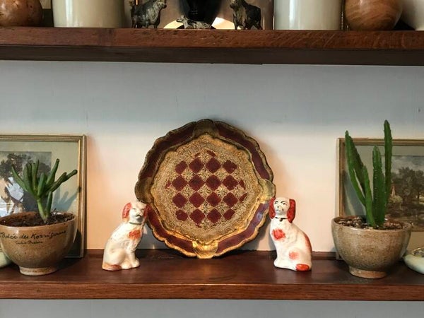 Vintage Ornate Hand Painted Florentine Small Serving Tray