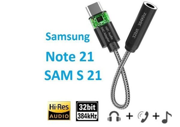 HiFi Audio DAC Realtek hoofdtelefoon adapter 32bit 384kHz usb 3.1 type c naar 3.5mm jack ondersteuning Telefoongesprek, Volumeregeling verloopkabeltjes voor Huawei OnePlus Samsung Note 20 SAM 21