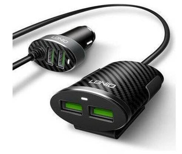 autolader achterbank dubbele autolader met 4 USB poorten Met 1 Meter Micro USB Kabel geschikt voor o.a Nokia Lumia 730 735 830 930